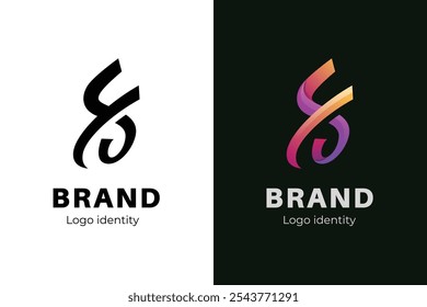 Colorful Letter S, FS Modern logo icon design with black version