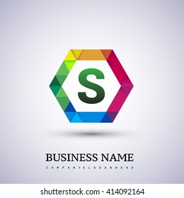 Colorful Letter S logo design in the hexagon. Symbol for your business or company identity.