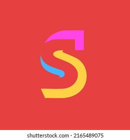 Colorful letter S modular typeface, with sharp, bold, masculine, but playful style. Perfect for personal brand logo, abbreviation, title, etc.