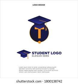 Colorful Letter T with graduation hat incorporated in it With for Initial Letter Logo For Your Company Name, Alphabet Logo Template Ready For Use, Modern Initial Logo