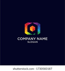 Letra colorida A para la plantilla vectorial del logotipo de tecnología. Letra corporativa Un vector gráfico de logotipo de píxel