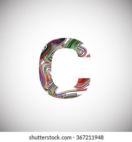 Colorful letter from a typeface, vector