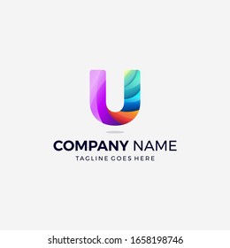 colorful letter u gradient logo concept design template