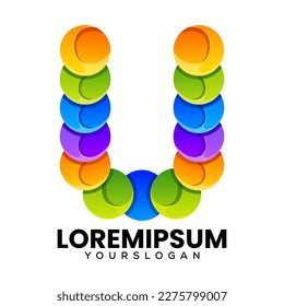 colorful letter u gradient logo design 