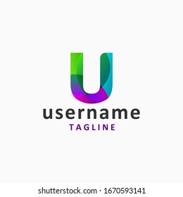 colorful letter u logo design inspiration . purple green u logo design template . modern U logo design