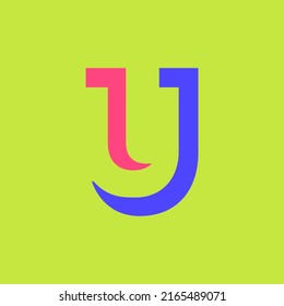 Colorful letter U modular typeface, with sharp, bold, masculine, but playful style. Perfect for personal brand logo, abbreviation, title, etc.
