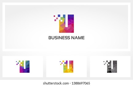 Colorful Letter U Pixel Eroded