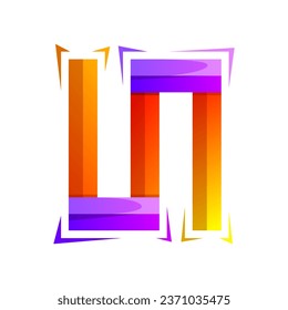 colorful letter un icon logo design 