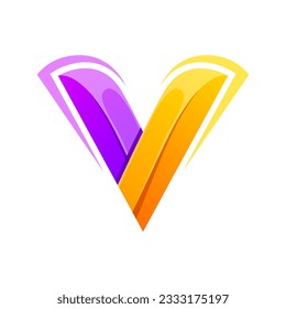 colorful letter V icon logo design 