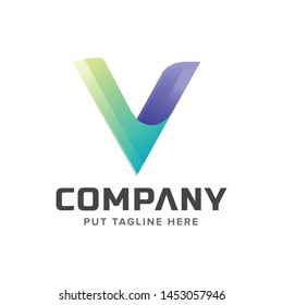 Colorida colección de logotipos iniciales en letra V 
