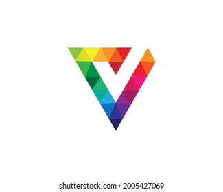 colorful letter V tech logo design vector with pixel motion concept. multimedia, digital, technology, innovation symbol icon template.