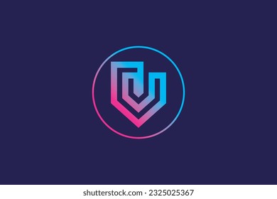 Colorful letter V tech logo design vector template