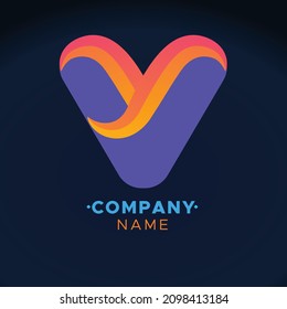 colorful letter V Vector logo for Business Company, Brand Logo