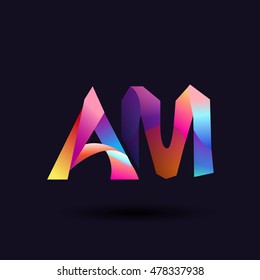 colorful Letter AM vector initial logo symbol.