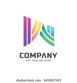 Colorful letter W initial logo collection 