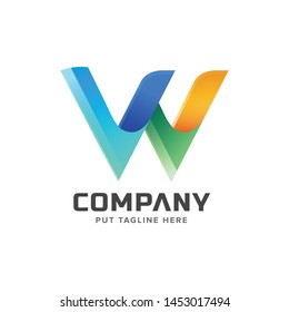 Colorful letter W initial logo collection 