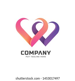Colorful letter W initial logo collection 