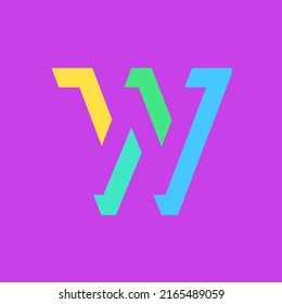 Colorful Letter W Modular Typeface, With Sharp, Bold, Masculine, But Playful Style. Perfect For Personal Brand Logo, Abbreviation, Title, Etc.