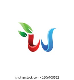 colorful letter W with plant logo design