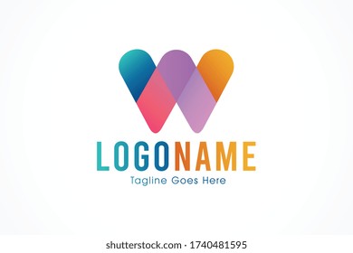 colorful letter w vector logo