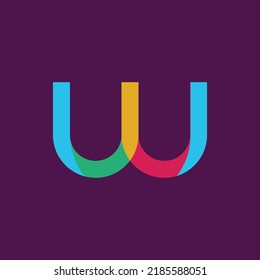 Colorful letter W vector logo within the purple background. Logo for company, event, product, apps, technology, business, and organization. 