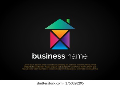 Colorful Letter X With house icon incorporated with in for Initial Letter Logo For Your Real Estate Company, Business, Association. Alphabet Logo Template Ready For Use, Modern Initial Logo