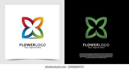 Colorful Letter X minimalist creative logo concept vector. Abstract flower logo