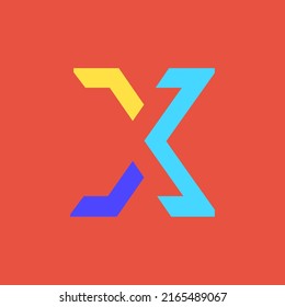 Colorful Letter X Modular Typeface, With Sharp, Bold, Masculine, But Playful Style. Perfect For Personal Brand Logo, Abbreviation, Title, Etc.