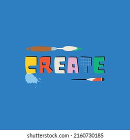 Colorful lettering. Inspirational quote on blue background.