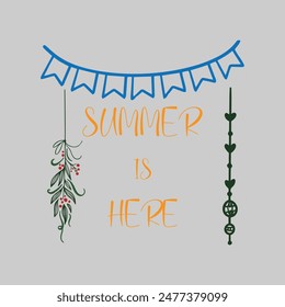 Colorful lettering for summer. Summer is here typography. Eps 10.