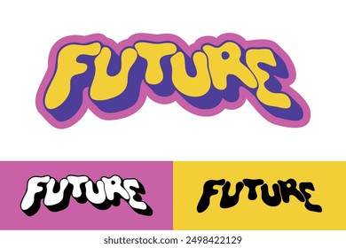 colorful lettering vector typography of word "FUTURE" with hand drawn style for concept and design of sticker, t-shirt, apparel, poster, card, printing, wallpaper