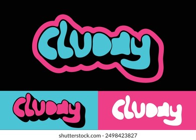 colorful lettering vector typography of word "CLOUDY" with hand drawn style for concept and design of sticker, t-shirt, apparel, poster, card, printing, wallpaper