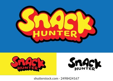 colorful lettering vector typography of word "SNACK HUNTER" with hand drawn style for concept and design of sticker, t-shirt, apparel, poster, card, printing, wallpaper