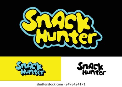 colorful lettering vector typography of word "SNACK HUNTER" with hand drawn style for concept and design of sticker, t-shirt, apparel, poster, card, printing, wallpaper