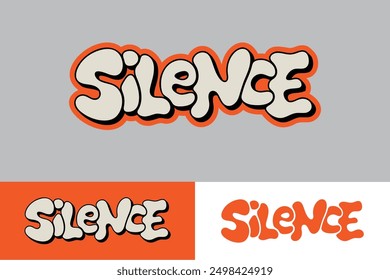 colorful lettering vector typography of word "SILENCE" with hand drawn style for concept and design of sticker, t-shirt, apparel, poster, card, printing, wallpaper