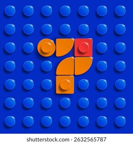 Colorful letters of alphabet from building bricks on blue brick background. 3d letters . Realistic letters