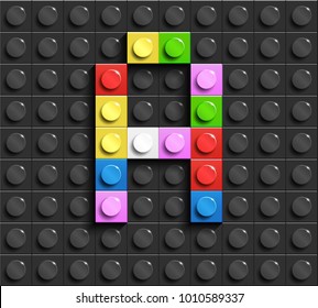 Colorful Letters A Of Alphabet From Building Lego Bricks On Black Lego Brick Background. Lego Background. 3d Letters