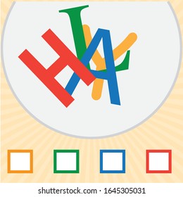 Colorful letters and numbers puzzle. Visual intelligence question. iq test 