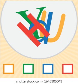 Colorful letters and numbers puzzle. Visual intelligence question. iq test 