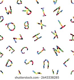 Farbiges Buchstabenmuster, weißer, isolierter Hintergrund