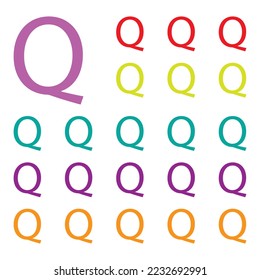 Colorful Letters Q isolated on white background. Alphabet Letter Q Colorful. Colorful letters Q vector  Illustration.