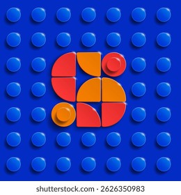 Colorful letters S of alphabet from building lego bricks on blue brick background. 3d letters . Realistic letters S. 3d letters a from building lego bricks