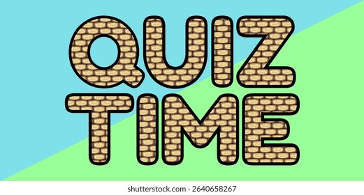 colorful letters word Quiz Time, Good for kids learning games, ideal for quiz game education.