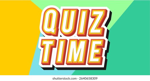 colorful letters word Quiz Time, Good for kids learning games, ideal for quiz game education.