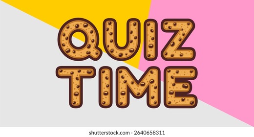 colorful letters word Quiz Time, Good for kids learning games, ideal for quiz game education.