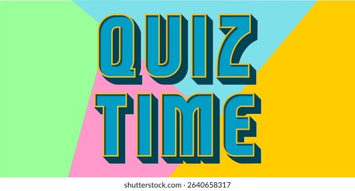 colorful letters word Quiz Time, Good for kids learning games, ideal for quiz game education.
