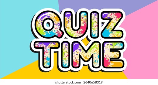 colorful letters word Quiz Time, Good for kids learning games, ideal for quiz game education.