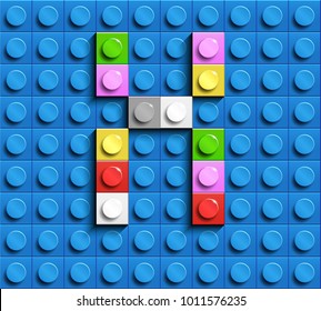 Colorful letters X of alphabet from building lego bricks on blue lego brick background. blue lego background. 3d letters X. Realistic letters