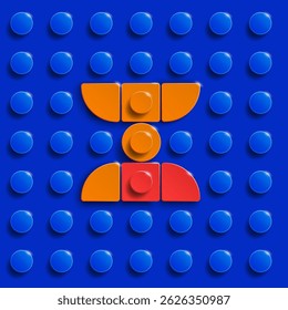 Lettres colorées de l'alphabet de briques de construction sur fond bleu brique. Lettres 3d . Lettres réalistes