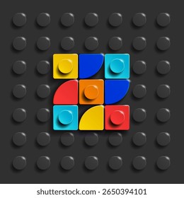 Colorful letters Z of alphabet from building bricks on black brick background. 3d letters . Realistic lego letters Z. 3d letters a from building bricks